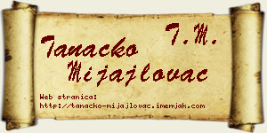Tanacko Mijajlovac vizit kartica